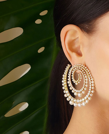 Diamond & Pearl Petite Vortex Drop Earrings 